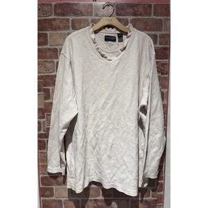 Vintage Roundtree & Yorke Ribbed Knit Sweater‎ Men's Large XXL Cream 100% Cotton
